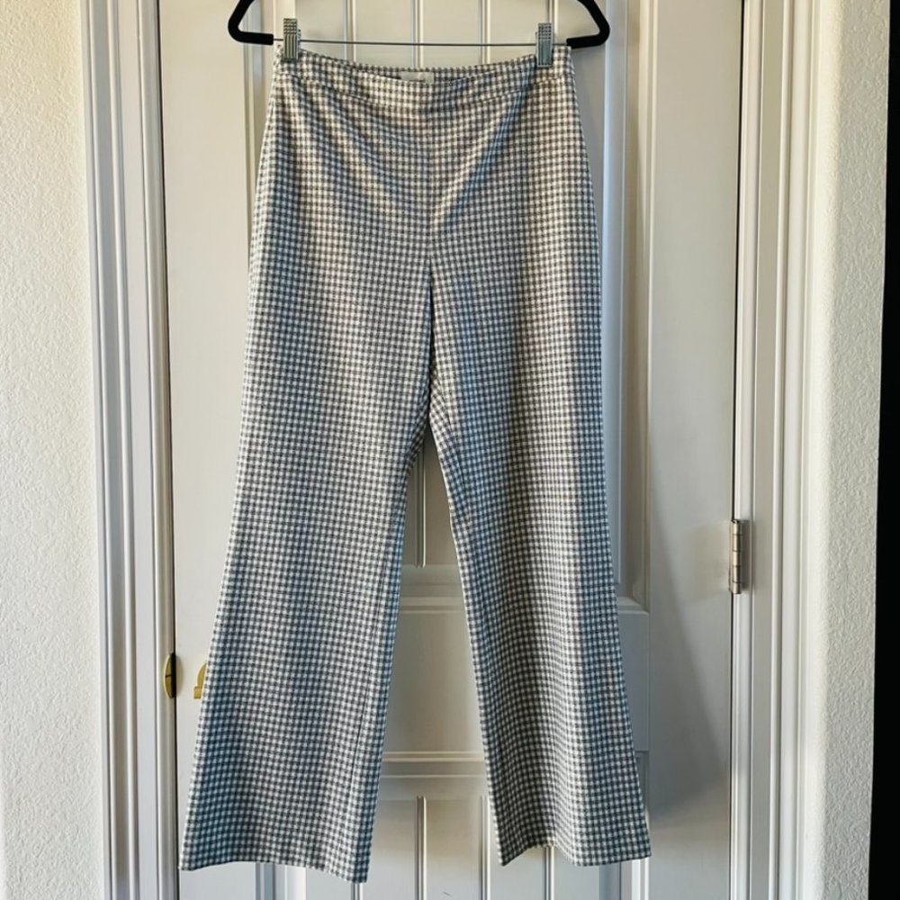 Wilfred Aritzia Black & White Gingham Kick Flare Pants Trousers